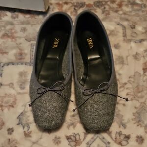 Zara Charcoal Wool Women's Ballet Flats